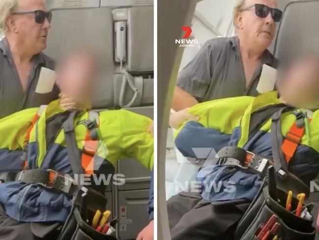 A passenger and the pilot have tackled an allegedly armed man who tried to board a Jetstar flight at Melbourne's Avalon Airport. Picture: Supplied/7News