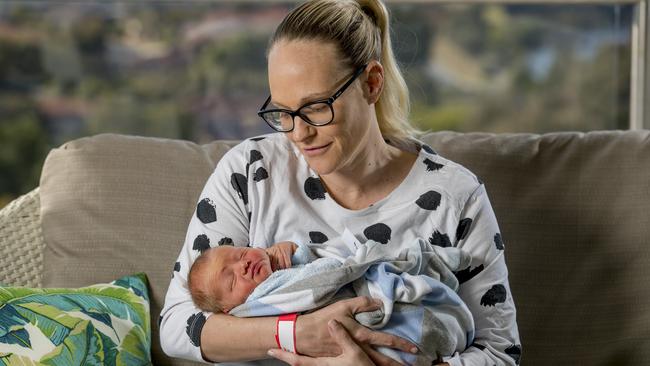 Amy with her bub Edwin James Mitchell-Andrew. Picture: Jerad Williams