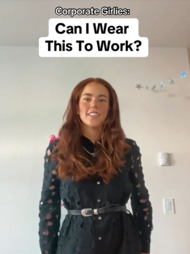 She copped backlash after people said it was ‘inappropriate’ to wear in a corporate job. Picture: TikTok/@bevvvvs