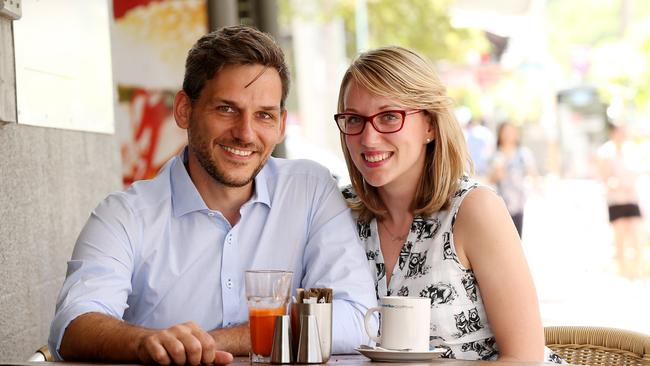 Maiwar Greens candidate Michael Berkman with his partner Daile Kelleher. Picture: Lyndon Mechielsen