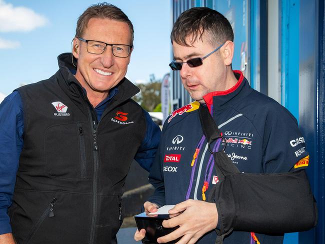 V8 legend Mark Skaife was this week reunited Brad O’Connor, whom he saved in a car accident in 1990. Picture: Mark Stewart