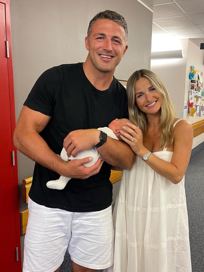 The couple welcomed a baby daughter named Robbie in September 2023. Picture: Instagram/@samburgess8