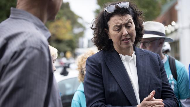Independent MP for Kooyong Monique Ryan at an early polling booth in Kew. Picture: Arsineh Houspian
