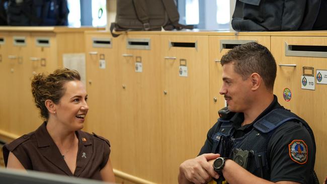 NT Chief Minister Lia Finocchiaro visited the Katherine Police Station last month to discuss Operation Oxley. Picture: Supplied