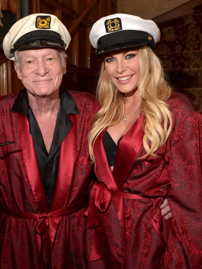 Crystal with Hugh Hefner in 2014. Picture: Getty