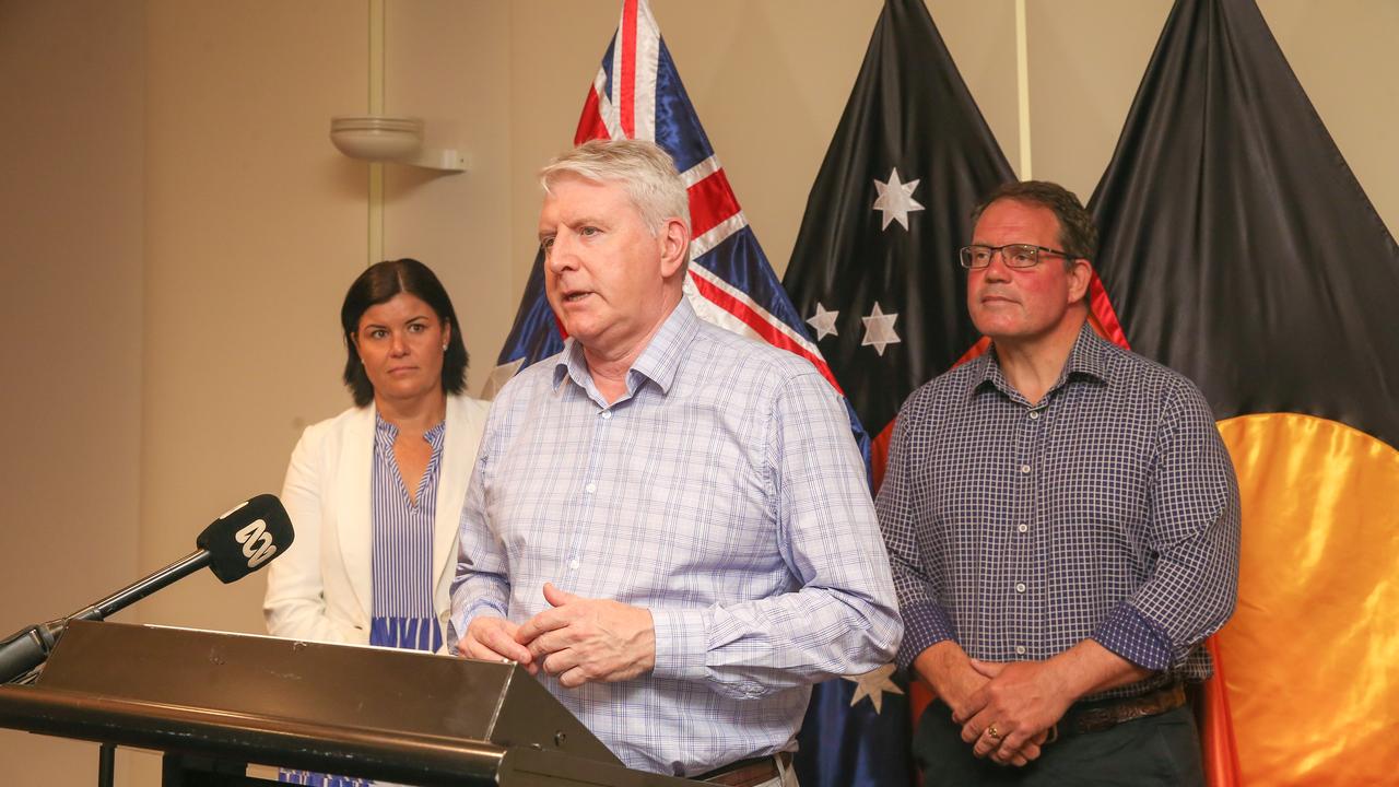 Federal Skills Minister Brendan O'Connor (centre) said there was a disconnect between workers’ skills and jobs available. Picture: Glenn Campbell