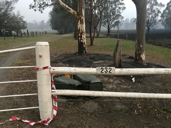 The property in Johns River where bushfire victim Julie Fletcher was found dead after the Crowdy Bay bushfire burnt through the area. Picture: Nathan Edwards