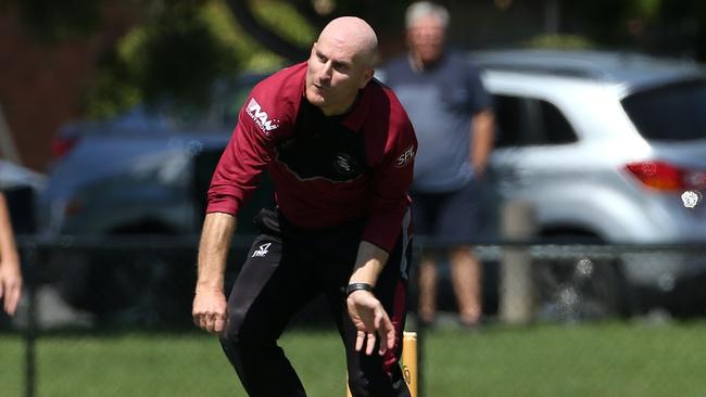 Matthew Perri rolls the arm over for Rivergum. Picture: Hamish Blair