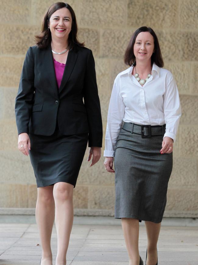 Yvette D'Ath with then-opposition leader Annastacia Palaszczuk in 2014. Pic Tim Marsden