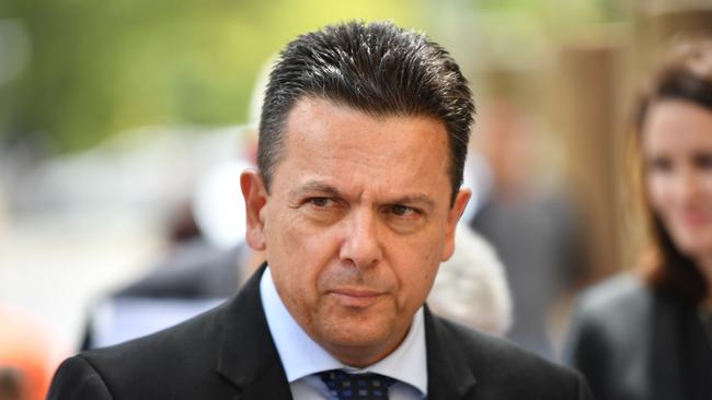 Nick Xenophon’s SA Best has seen its primary vote drop from 32 per cent in December to 21 per cent just a fortnight before the state election. Picture: AAP