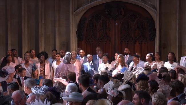 Gospel singers from the choir at the Sussexes’ wedding are on board for the crowning at Westminster Abbey. Picture: BBC