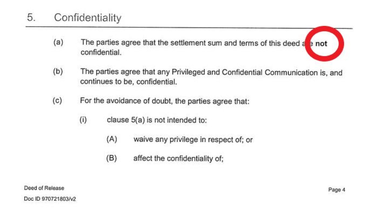 The deed shows that the parties agree the sum and the terms are not confidential.