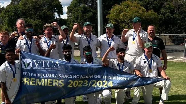 Airport West St Christopher's celebrate their premiership.