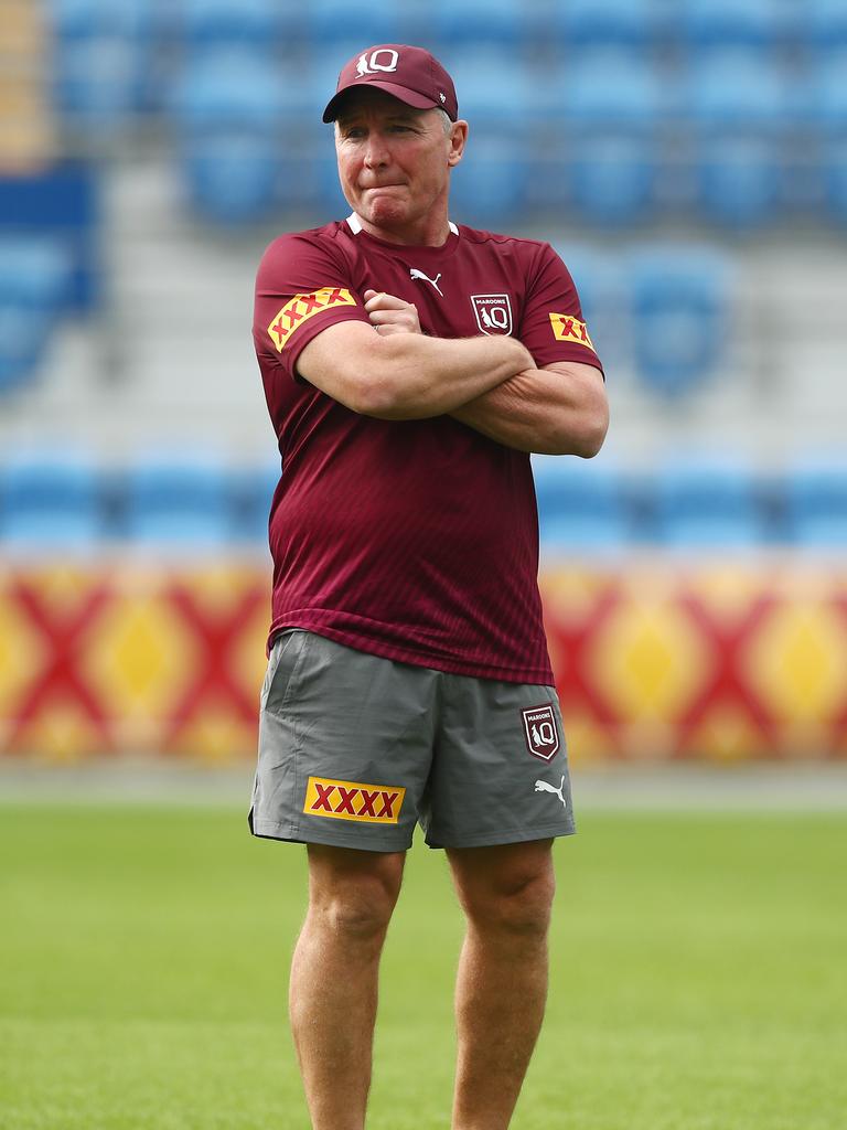 GOLD COAST, AUSTRALIA - JUNE 03: Coach Paul Green looks on during a Queensland Maroons State of Origin training session at Cbus Super Stadium on June 03, 2021 in Gold Coast, Australia. (Photo by Chris Hyde/Getty Images)