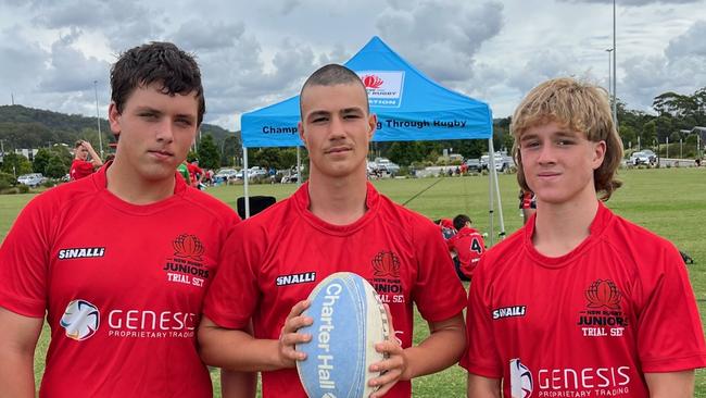 CHS trial players Kyan Rathbone from Parks High, Monty Fry from Port Hacking High and Luca Pirrello from Cronulla High. Pic: Supplied