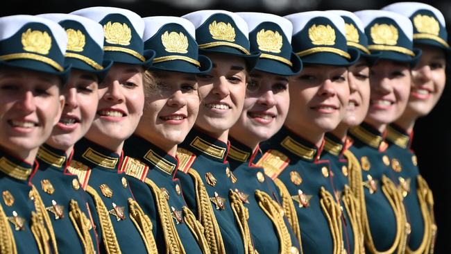 Russian servicewomen march on Red Square. Picture: Kirill Kudryavtsev / AFP