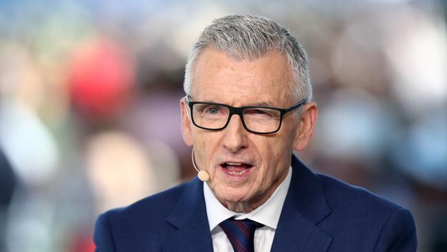 SYDNEY, AUSTRALIA - NOVEMBER 07: Bruce McAvaney commentates for the Seven Network during Sydney Racing at Royal Randwick Racecourse on November 07, 2023 in Sydney, Australia. (Photo by Jason McCawley/Getty Images)