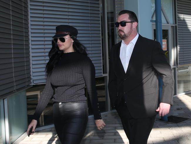 Brendan Russell on right arriving at Gosford Local Court Tuesday 15th May 2018 for the first time charged with mutilating a woman's genitalia. (AAP Image/Sue Graham)