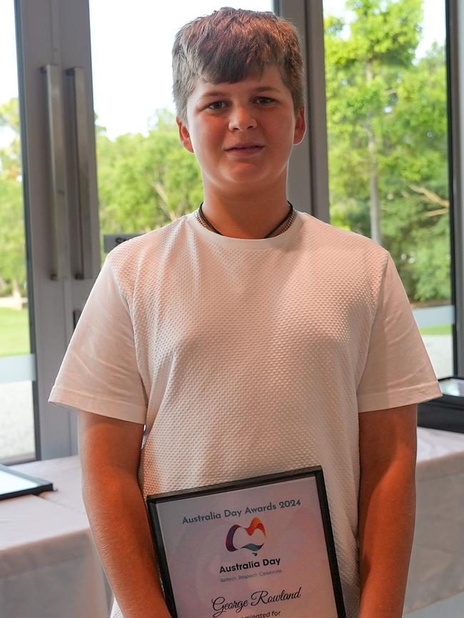 Young Cultural Award of the Year recipient Noah Byrne at the Fraser Coast Australia Day Awards at the Hervey Bay Regional Gallery on January 19, 2024.
