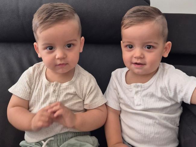 Rufio West, who was born with a congenital birth defect, with his twin brother Alfie West. Picture: Supplied