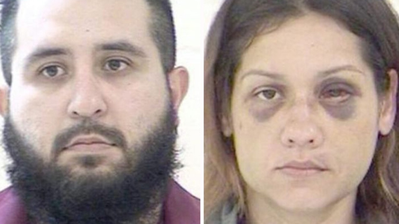 Armando and Britany were arrested, with her mugshot showing she had been severely beaten.