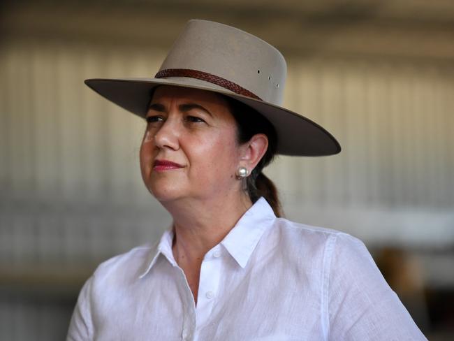 BOWEN, AUSTRALIA - NewsWire Photos - OCTOBER 26, 2020.Queensland Premier Annastacia Palaszczuk looks on during a visit to Marto's Mangoes orchard and packing facility near Bowen. Ms Palaszczuk announced cuts to irrigation prices for farmers should Labor wins government on October 31.Picture: NCA NewsWire / Dan Peled