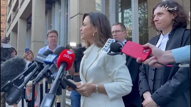 Lisa Wilkinson speaks outside court