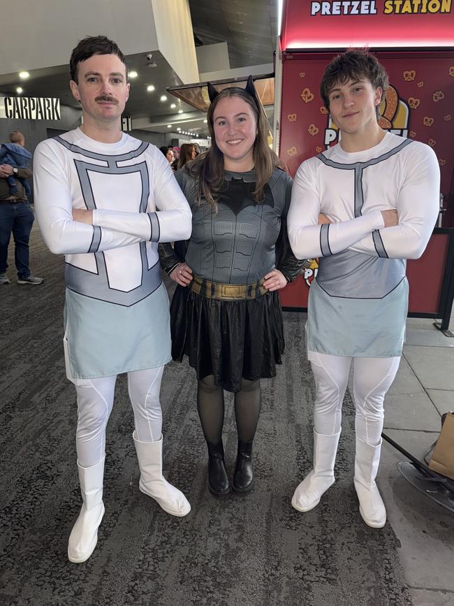 Jarrad Howard, Jamieson Howard and Ashton Howard attend the Oz Comic Con Melbourne at the Melbourne Convention & Exhibition Centre on Saturday, June 07, 2025. Picture: Jack Colantuono