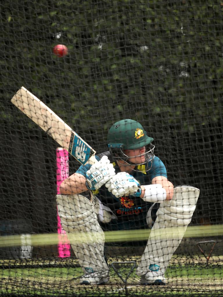 Steve Smith puts himself in the firing line against Australia’s pace barrage. Picture: Phil Hillyard