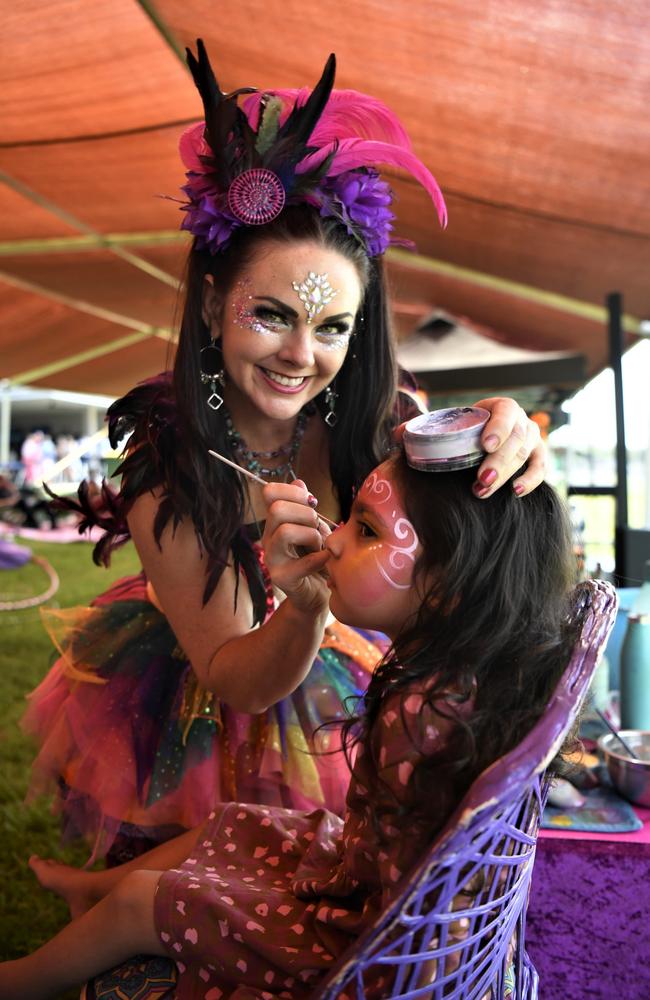 Raavi Kaur, 3, getting her face painted at the Chief Minister's Cup Day at the Darwin Turf Club on Saturday, July 15.