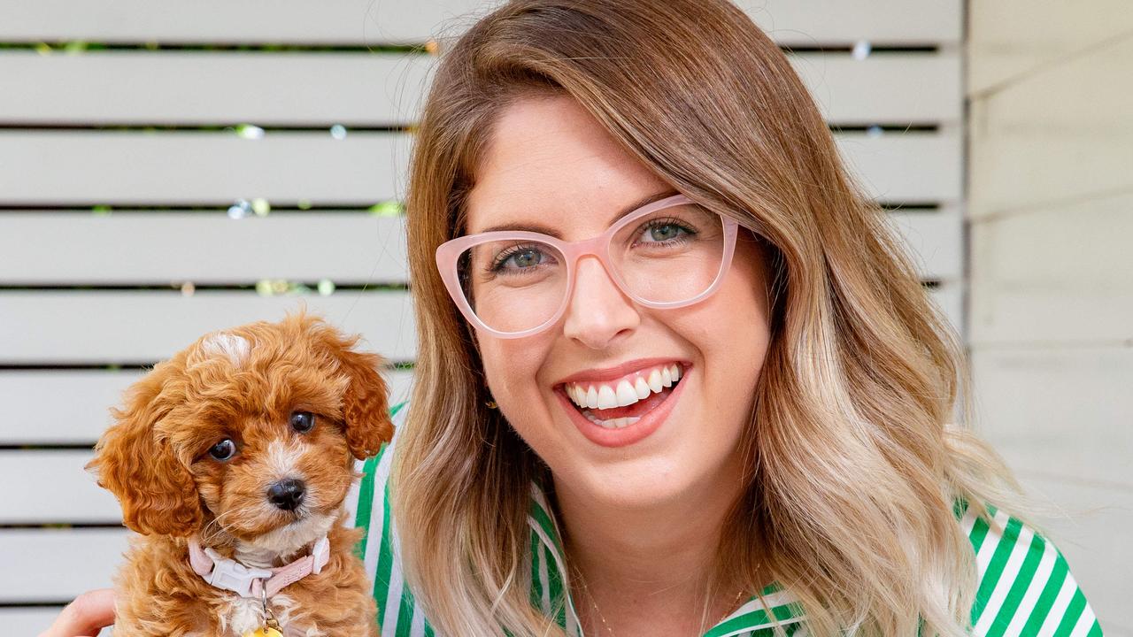 Lana Sciasci of Red Hill with eight-week-old Toy Cavoodle 'Ziggy', Thursday, April 23, 2020 - Picture: Richard Walker