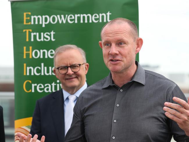An earthy, genial and knockabout bloke, Byrne did his best to rally the troops with a rousing speech but it felt like Napoleon marching through Russia. Picture: NewsWire/ Gaye Gerard