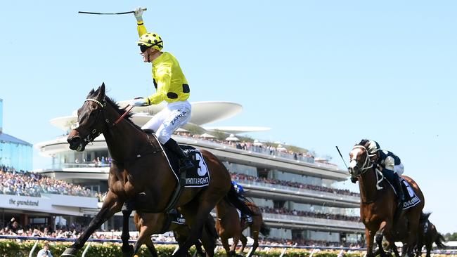 Mark Zahra celebrates his second Melbourne Cup win. (Photo by Quinn Rooney/Getty Images)