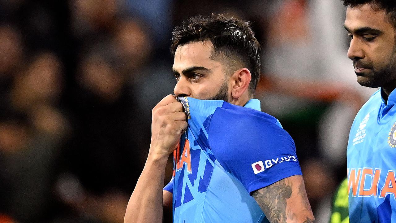 Virat Kohli emotional after victory. Picture: AFP