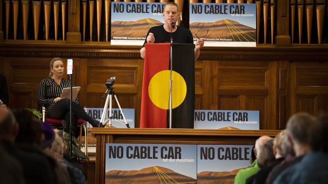 Anti-Cable Car Meeting at Hobart Town Hall. Picture: Chris Kidd