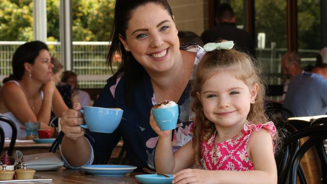 Local mum Belinda Meginley and daughter Isla, 4, test out the Gold Coast’s best kid cafes. Picture Glenn Hampson