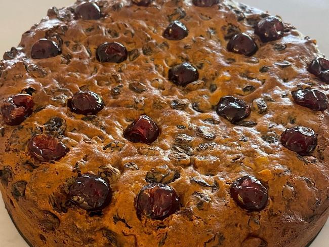 The cake is made from dried fruit, condensed milk, Baileys and self-raising flour.