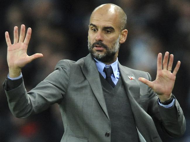 Manchester City's manager Pep Guardiola gestures during the Champions League group C soccer match between Manchester City and Barcelona at the Etihad stadium in Manchester, England, Tuesday, Nov. 1, 2016. (AP Photo/Rui Vieira)