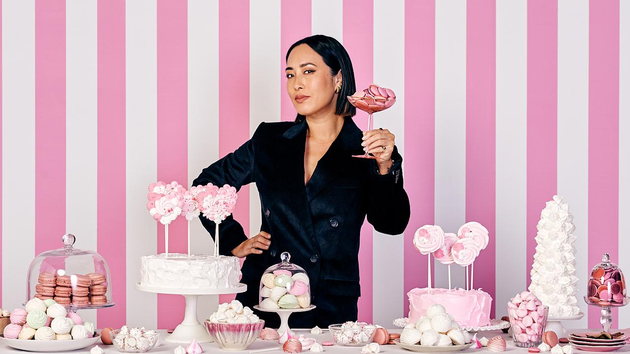 There’s a decidedly pink twist on the usual MasterChef kitchen for spin off Dessert Masters, with Melissa Leong as judge. Picture: Ten