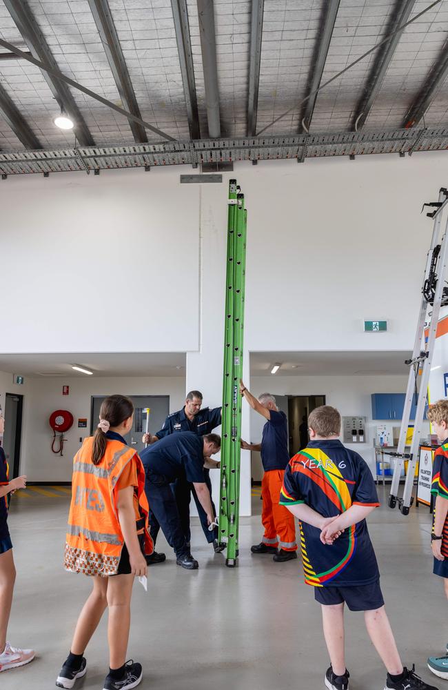 Girraween Primary School students tour the NTES Palmerston Volunteer Unit, meeting Paddy the Platypus and testing out the emergency sirens. Picture: Pema Tamang Pakhrin