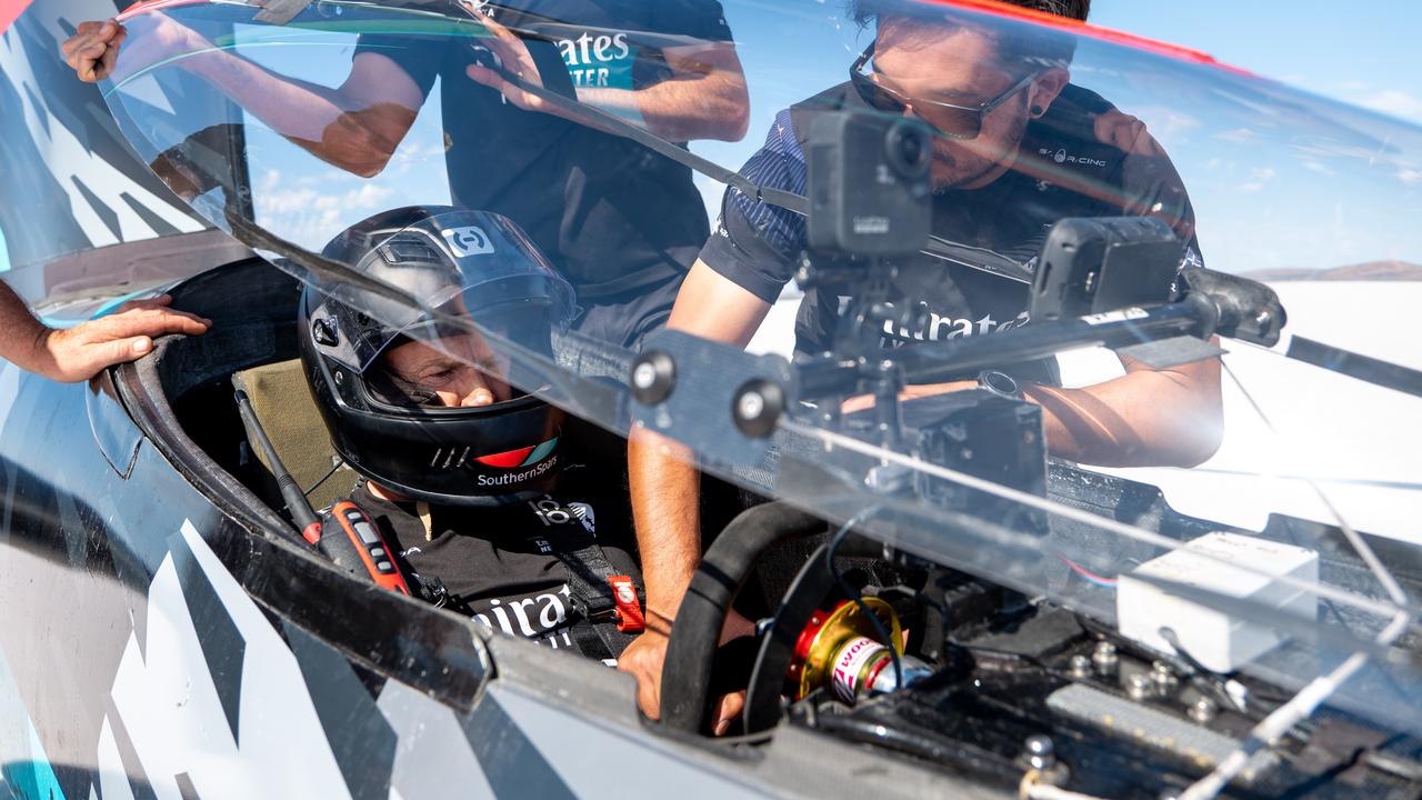 Glenn Ashby goes into the cockpit for his world record attempt. Picture: Emirates Team New Zealand