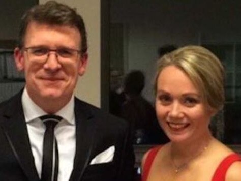 Federal member of Parliament Alan Tudge arrives at the 2017 Mid-Winter Ball in the company of Liberal staffer Rachelle Miller who he was having an affair with. Picture: ABC/Four Corners