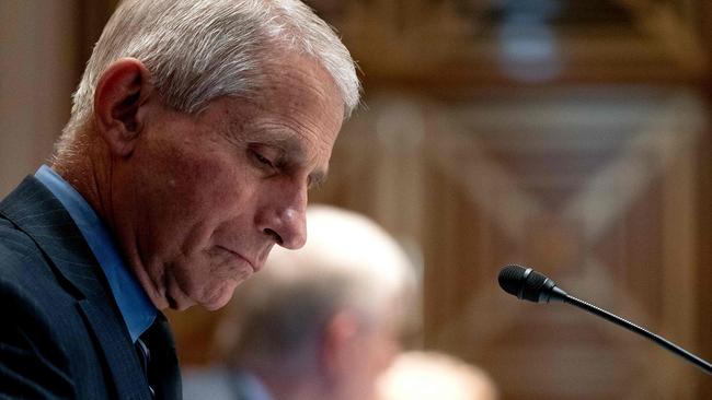 Anthony Fauci, director of the US National Institute of Allergy and Infectious Diseases, listens during a congressional hearing on budget estimates. Picture: Pool/AFP