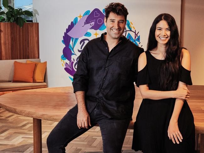 Canva founders Melanie Perkins and Cliff Obrecht in Sydney. Picture: Max Doyle