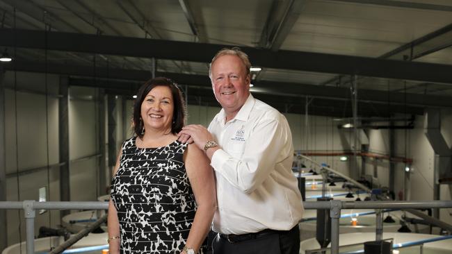 Huon Aquaculture's Frances and Peter Bender. Picture: LUKE BOWDEN