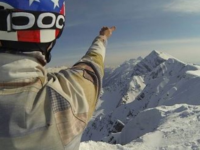 Kind-hearted ... US snowboarder Justin Reiter scattered CJ’s ashes in Russia during the Sochi Winter Olympics. Picture: Facebook/Scattering CJ