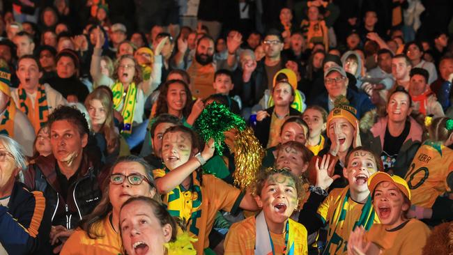 Fans At the Sydney FIFA Fan Festival site watch the Matildas Picture: Getty Images