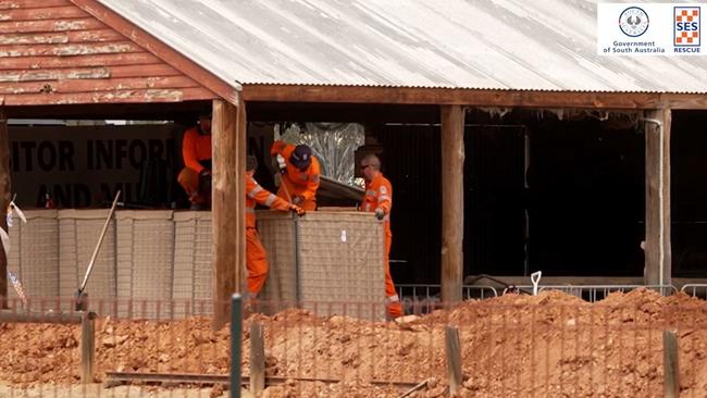 The flood barriers – which are like giant sandbags – were built over the past two days. Picture: SA Government