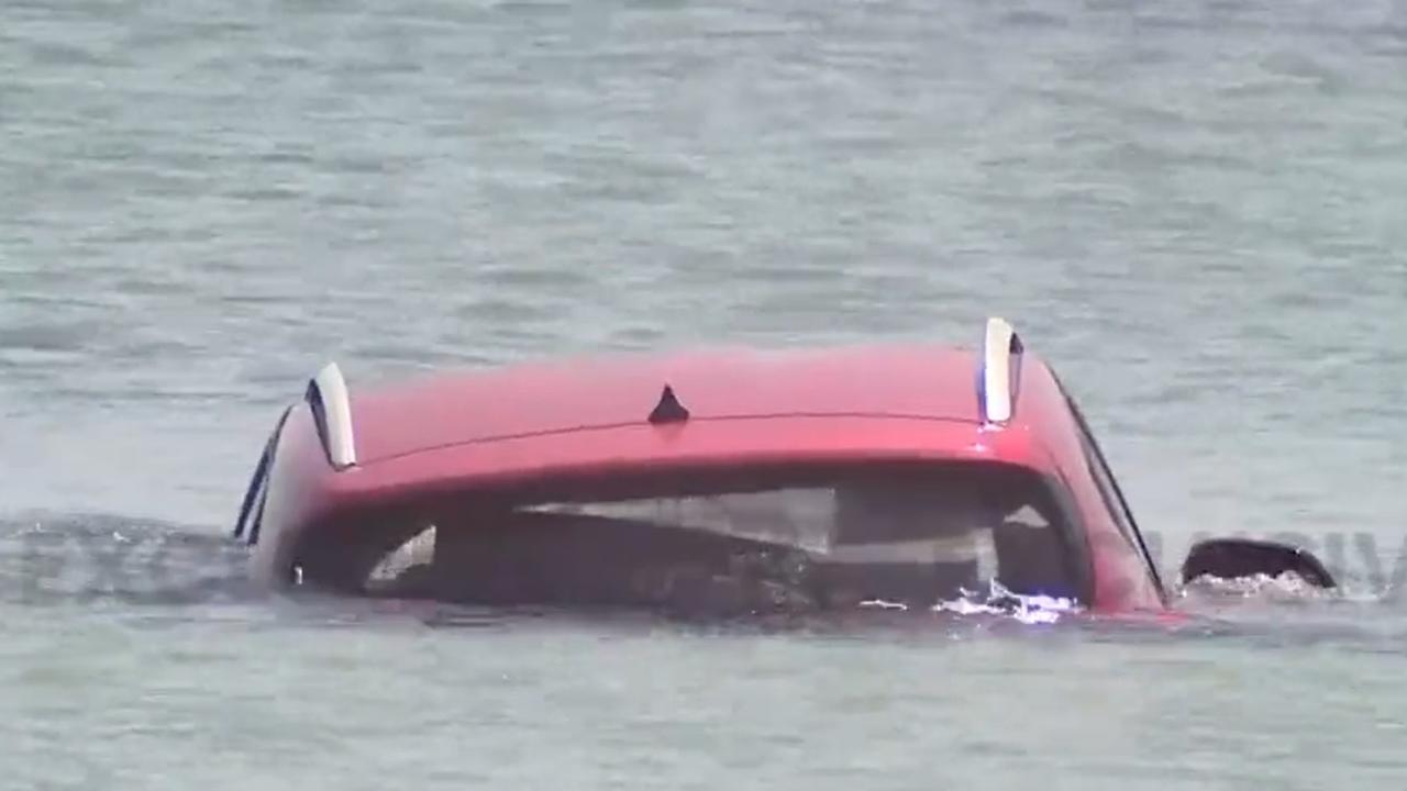 Police later found another vehicle submerged in water at Cervantes, with a man acting erratically on a nearby boat. They're investigating if the events are connected. Picture: 7News