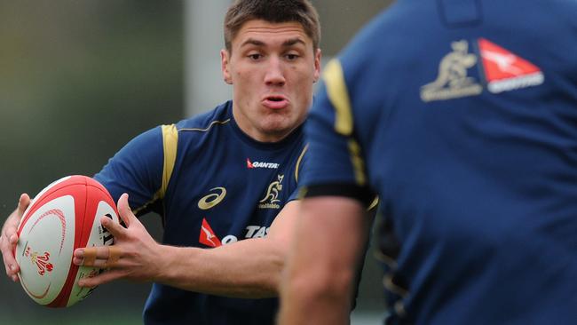 CARDIFF, WALES - NOVEMBER 06: Australia Wallabies Sean McMahon in action ahead of his test debut on saturday against Wales, during a Wallabies training session at Treforest on November 6, 2014 in Cardiff, Wales. (Photo by Stu Forster/Getty Images)